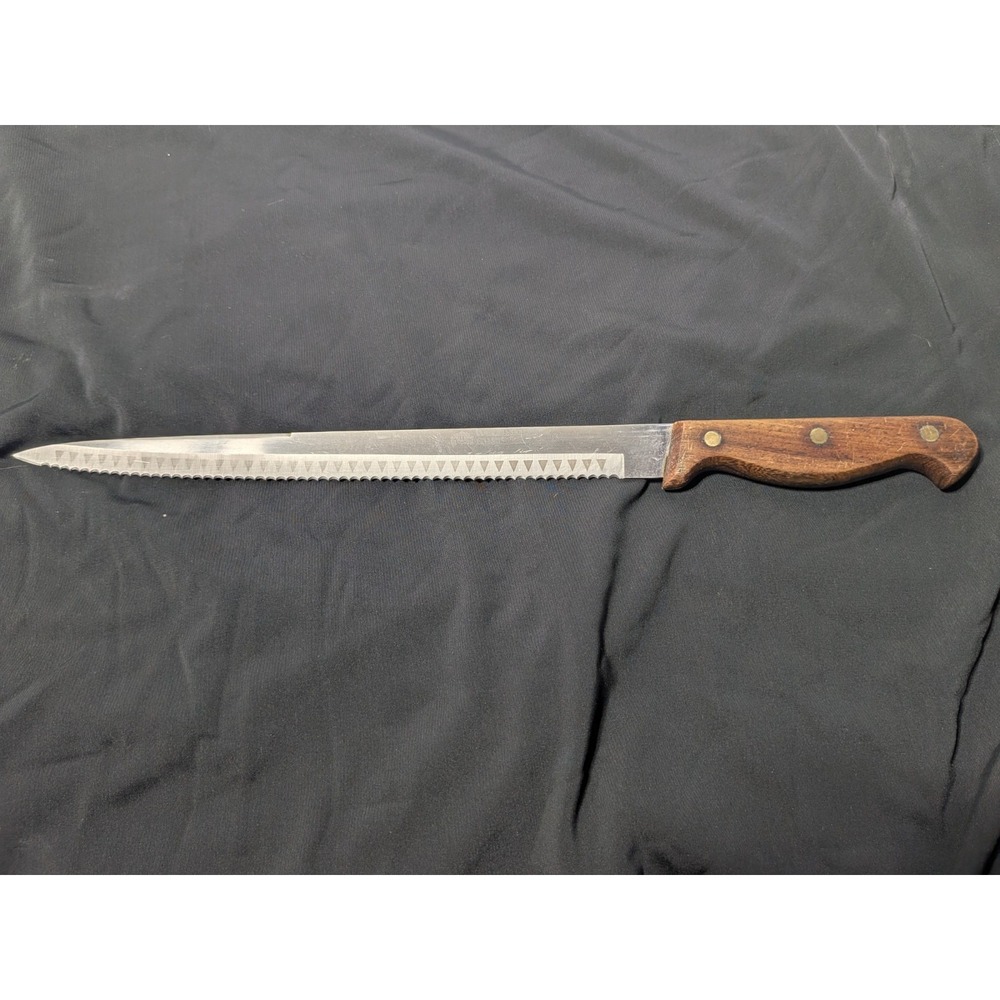 Wellington Swords Serrated Bread Slicing Knife Vintage‎ Wood Handle 14.5...